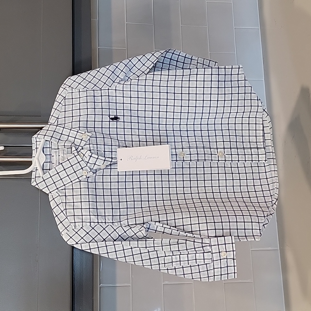 NWT Ralph Lauren long sleeve polo 24 month toddler button down blue & white